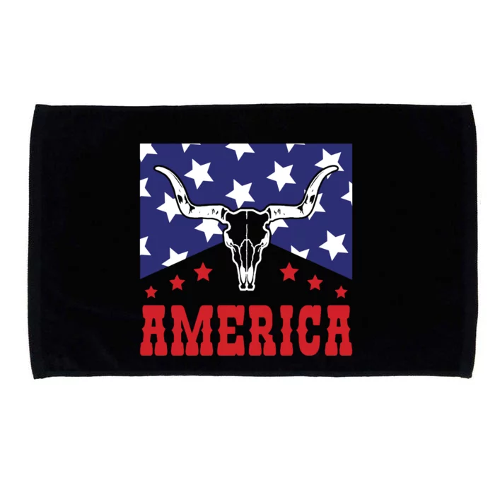 Western America Flag  Cowgirl Skull Wild West Microfiber Hand Towel