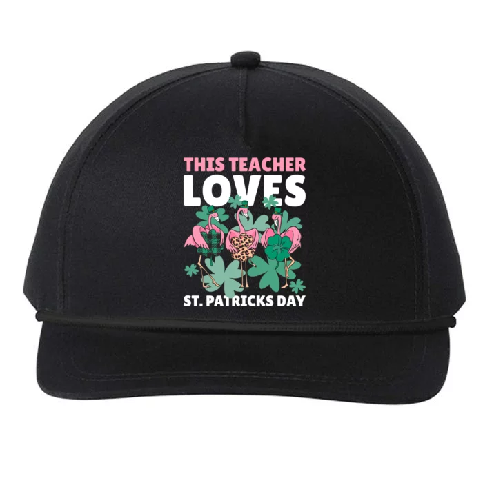 With A Flamingo This Teacher Loves St Patrick's Day Gift Snapback Five-Panel Rope Hat