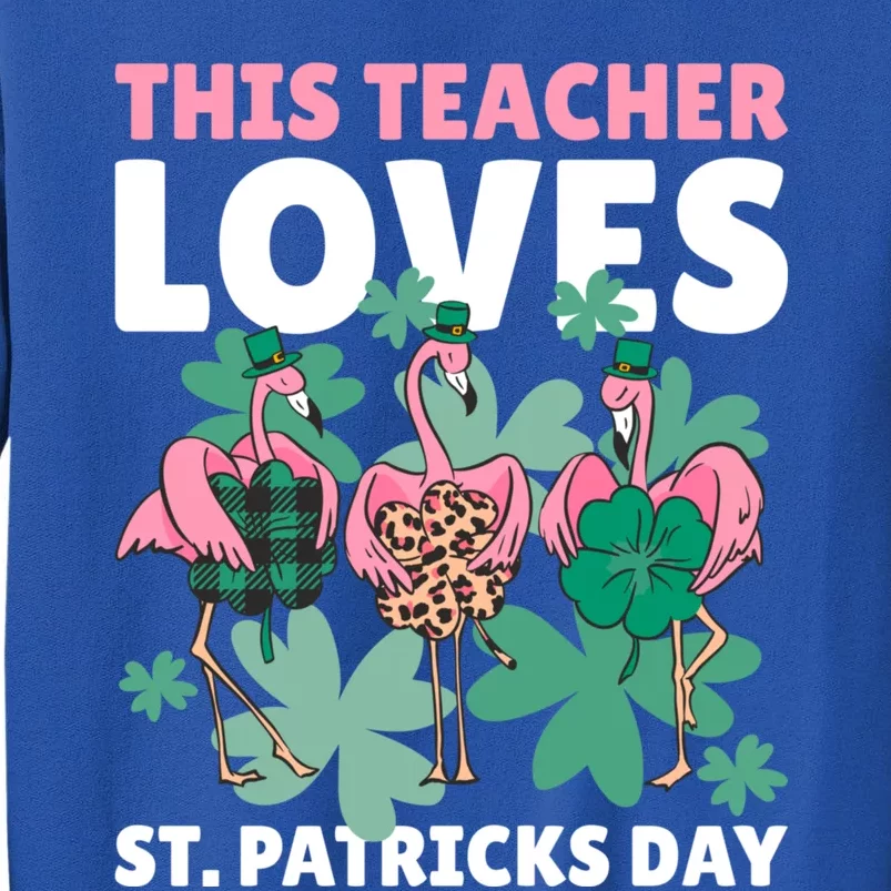 With A Flamingo This Teacher Loves St Patrick's Day Gift Sweatshirt