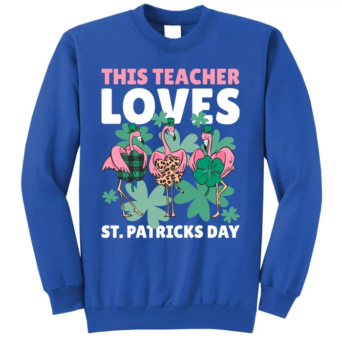 With A Flamingo This Teacher Loves St Patrick's Day Gift Sweatshirt