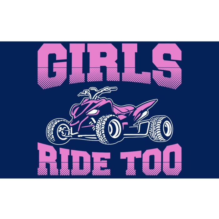 Wo ATV Funny Four Wheeler Quad Bike Girls Ride Too Quad Biker Bumper Sticker