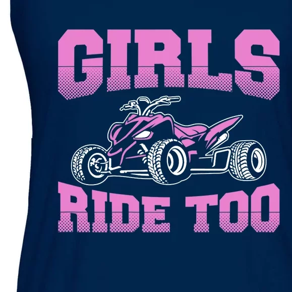 Wo ATV Funny Four Wheeler Quad Bike Girls Ride Too Quad Biker Ladies Essential Flowy Tank