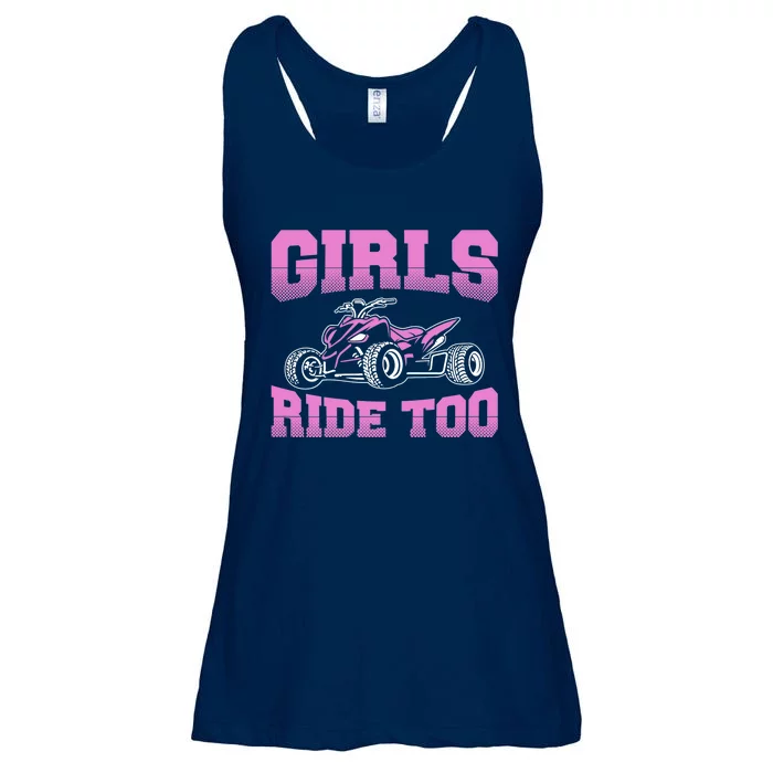 Wo ATV Funny Four Wheeler Quad Bike Girls Ride Too Quad Biker Ladies Essential Flowy Tank