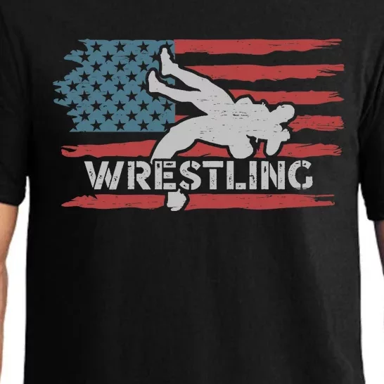 Wrestling American Flag Ring Athlete Wrestler Coach Premium Pajama Set