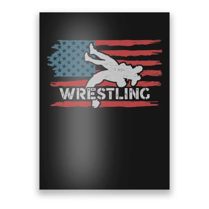 Wrestling American Flag Ring Athlete Wrestler Coach Premium Poster