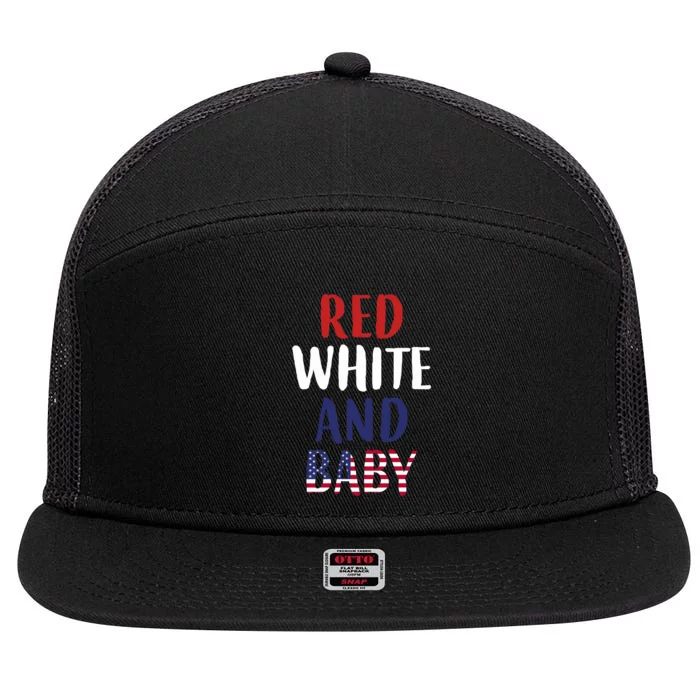 Wo American Flag Baby Red White Blue Pregnancy Mom Mommy 7 Panel Mesh Trucker Snapback Hat