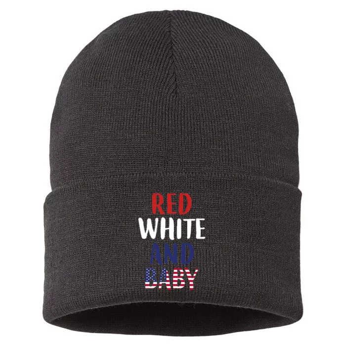 Wo American Flag Baby Red White Blue Pregnancy Mom Mommy Sustainable Knit Beanie