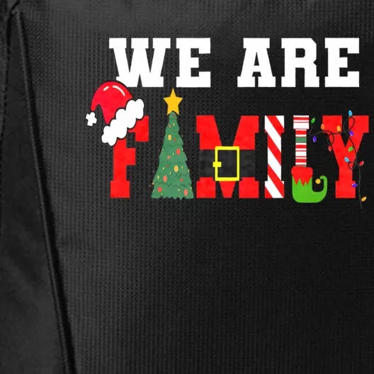 We Are Family Christmas Pajamas Funny Matching Xmas City Backpack