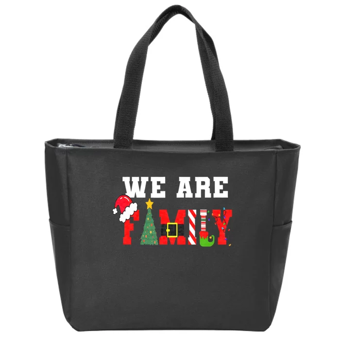 We Are Family Christmas Pajamas Funny Matching Xmas Zip Tote Bag