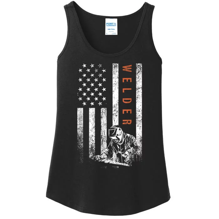 Welder American Flag Design Welding Ladies Essential Tank