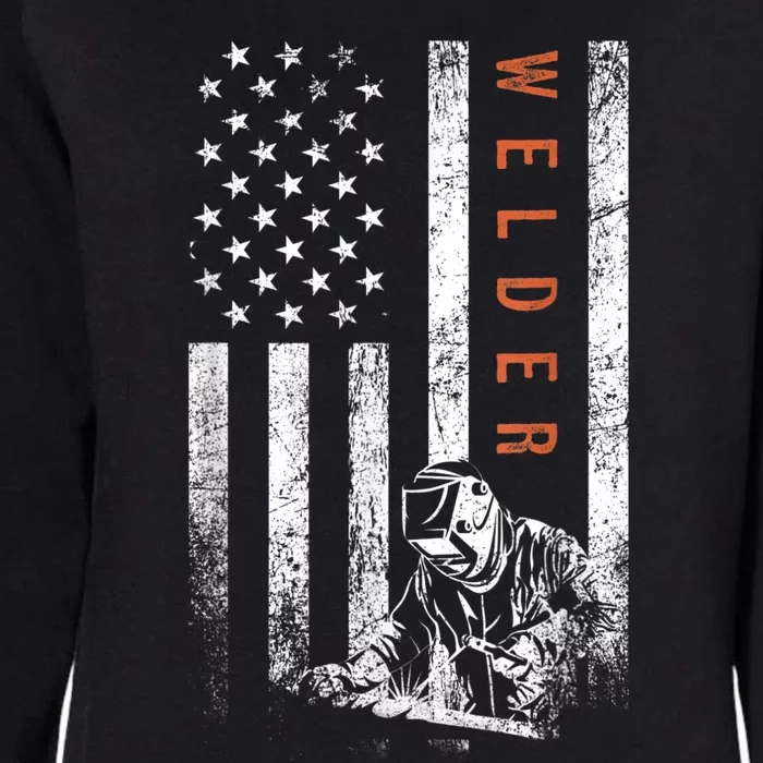 Welder American Flag Design Welding Womens California Wash Sweatshirt