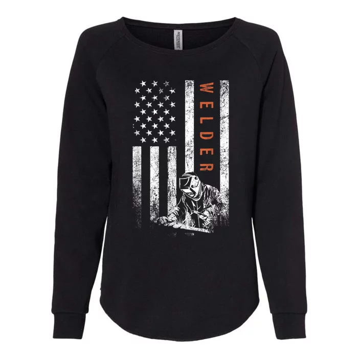 Welder American Flag Design Welding Womens California Wash Sweatshirt