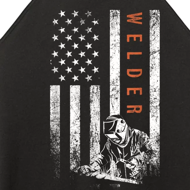 Welder American Flag Design Welding Women’s Perfect Tri Rocker Tank