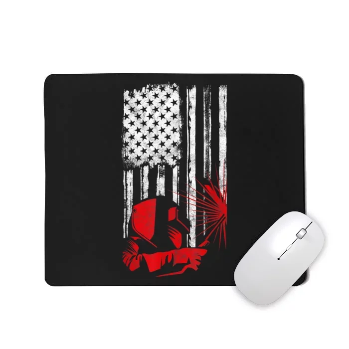 Welder American Flag Welding Gift Usa Distressed Helmet Mousepad