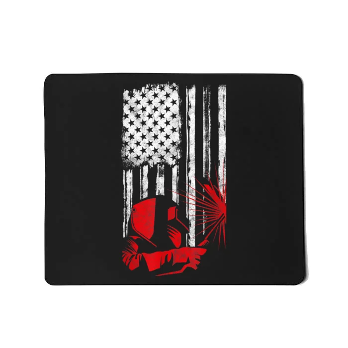 Welder American Flag Welding Gift Usa Distressed Helmet Mousepad