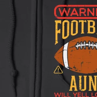 Warning American Football Aunt Yell Funny Family Matching Full Zip Hoodie