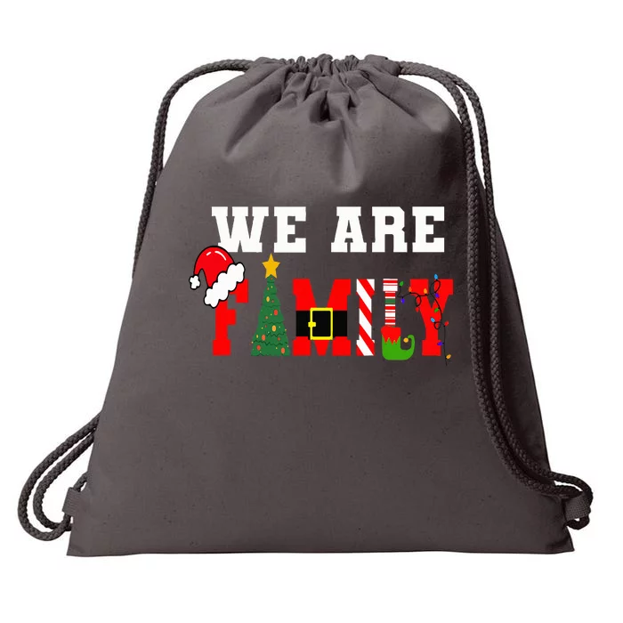 We Are Family Christmas Pajamas Funny Matching Xmas 2024 Drawstring Bag