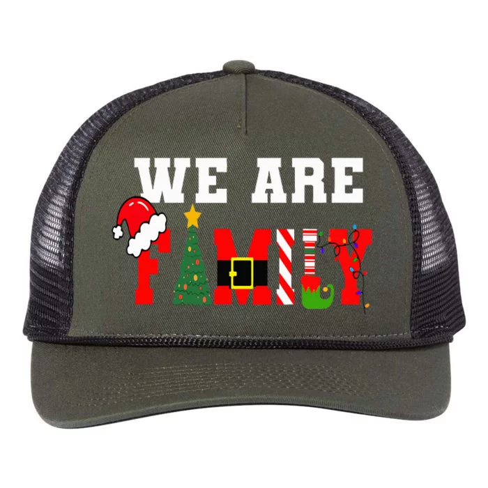 We Are Family Christmas Pajamas Funny Matching Xmas 2024 Retro Rope Trucker Hat Cap