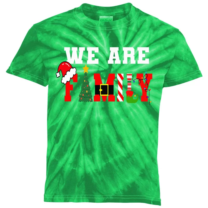 We Are Family Christmas Pajamas Funny Matching Xmas 2024 Kids Tie-Dye T-Shirt