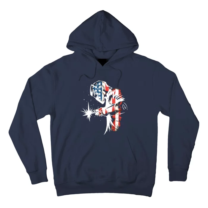 Welder American Flag USA Patriotic Welder Hoodie