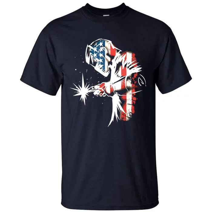 Welder American Flag USA Patriotic Welder Tall T-Shirt