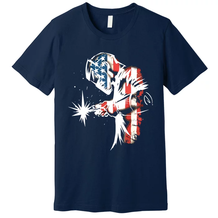 Welder American Flag USA Patriotic Welder Premium T-Shirt