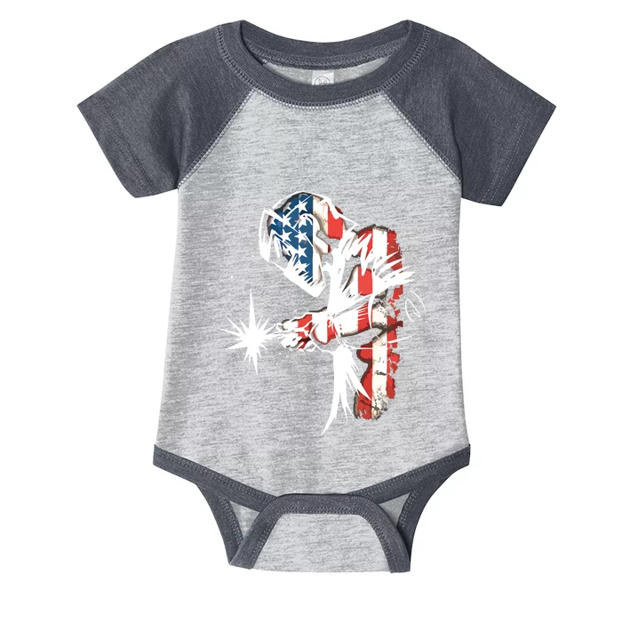 Welder American Flag USA Patriotic Welder Infant Baby Jersey Bodysuit