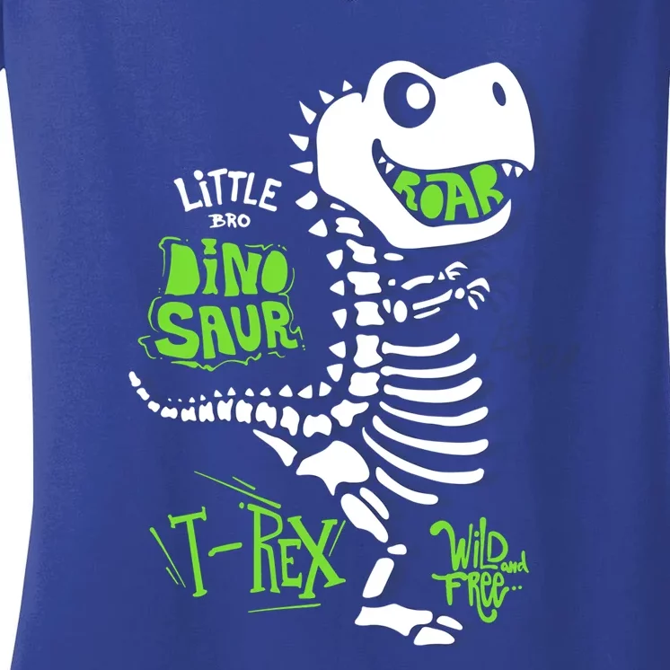 Wild And Free TRex Dinosaur Skeleton Funny Dinosaurs Cool Gift Women's V-Neck T-Shirt