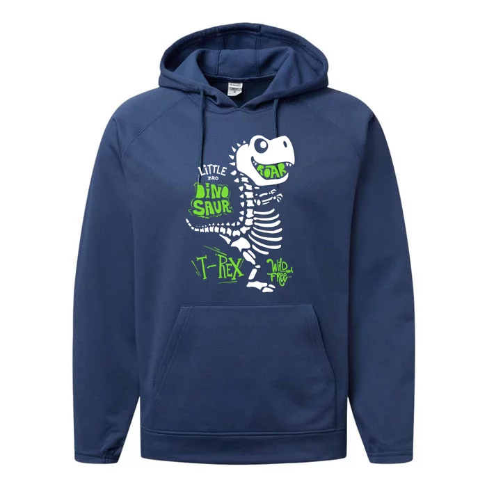 Wild And Free TRex Dinosaur Skeleton Funny Dinosaurs Cool Gift Performance Fleece Hoodie