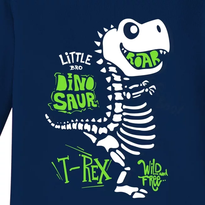 Wild And Free TRex Dinosaur Skeleton Funny Dinosaurs Cool Gift Baby Long Sleeve Bodysuit