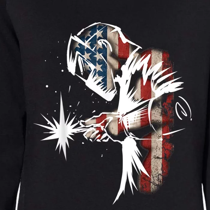 Welder American Flag USA Patriotic Welder Womens California Wash Sweatshirt