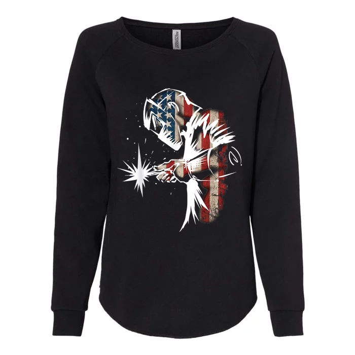 Welder American Flag USA Patriotic Welder Womens California Wash Sweatshirt