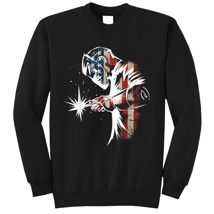 Welder American Flag USA Patriotic Welder Tall Sweatshirt