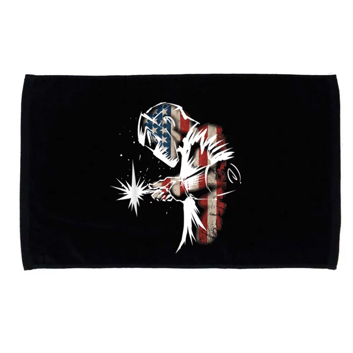 Welder American Flag USA Patriotic Welder Microfiber Hand Towel