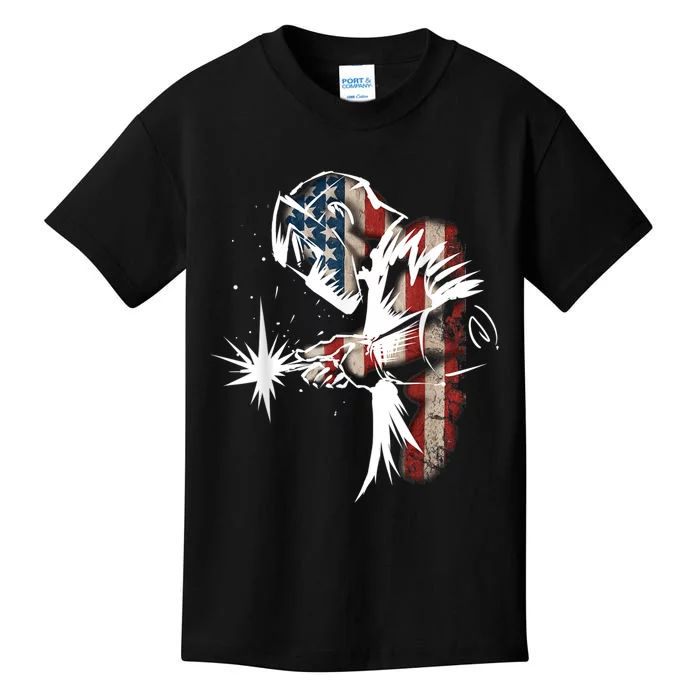 Welder American Flag USA Patriotic Welder Kids T-Shirt