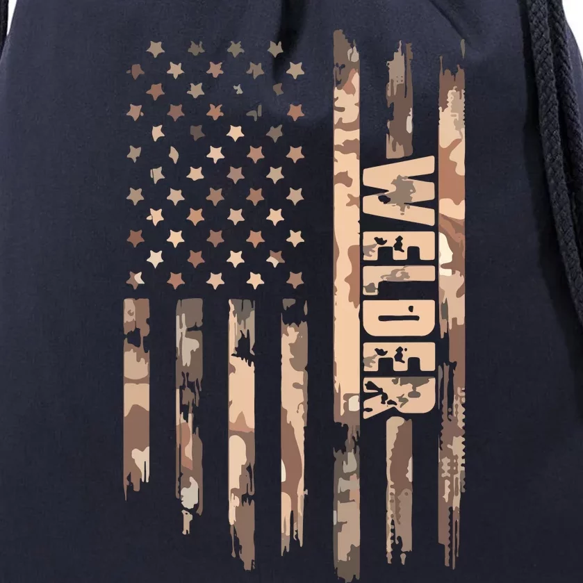 Welder American Flag Gift Welding Drawstring Bag