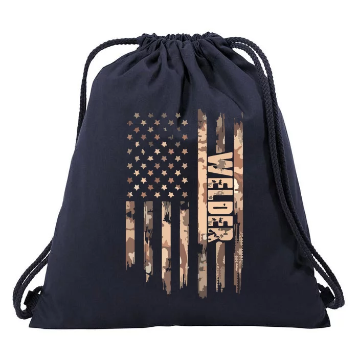 Welder American Flag Gift Welding Drawstring Bag