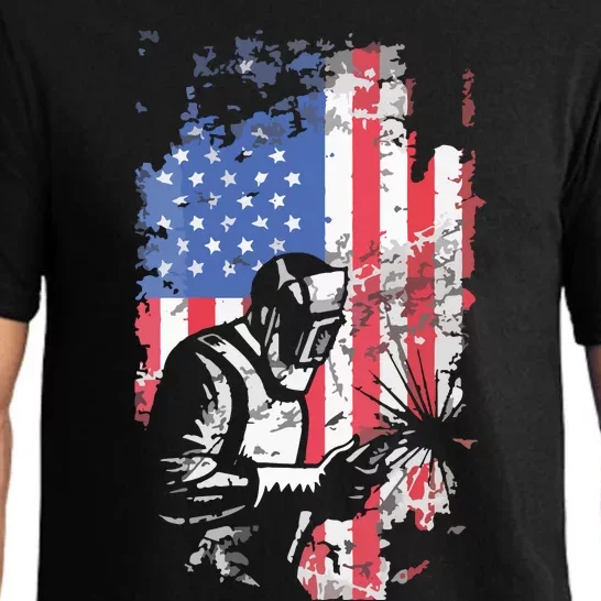 Welding American Flag Welder Fathers Day Design On Back Pajama Set