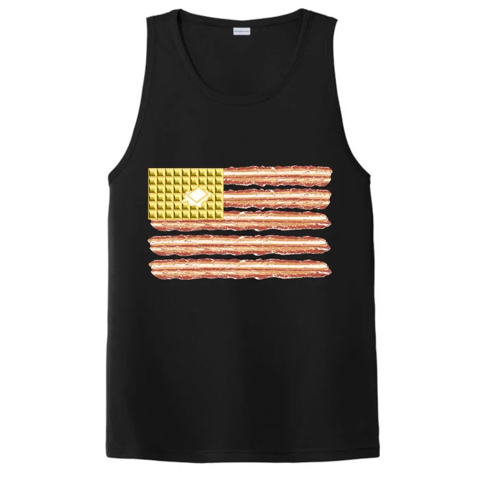 Waffle Bacon USA Flag Performance Tank