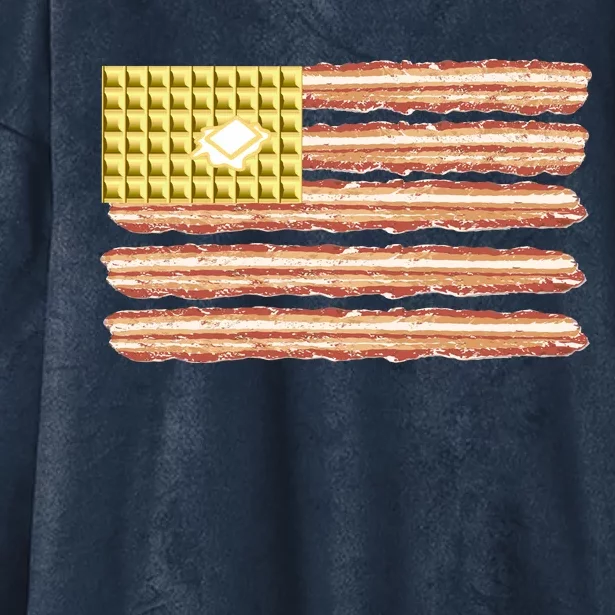 Waffle Bacon USA Flag Hooded Wearable Blanket