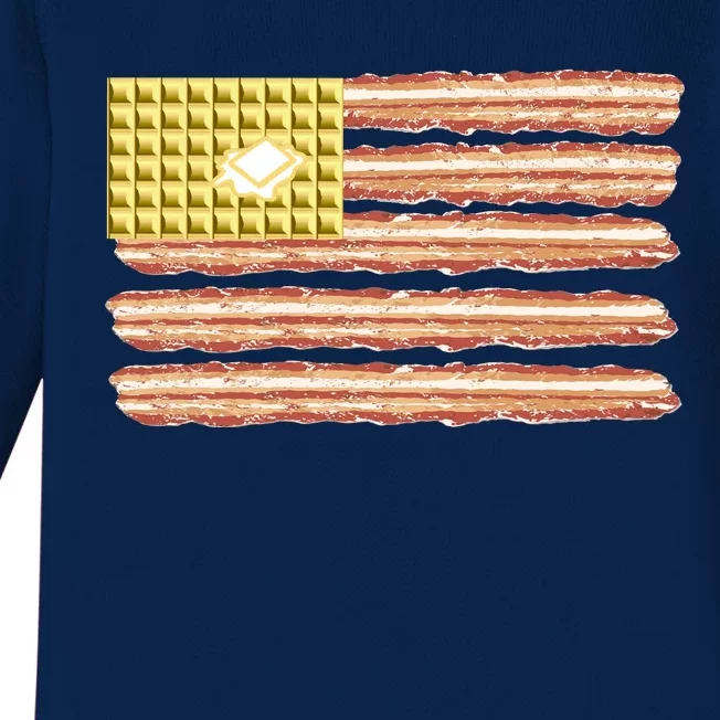 Waffle Bacon USA Flag Baby Long Sleeve Bodysuit