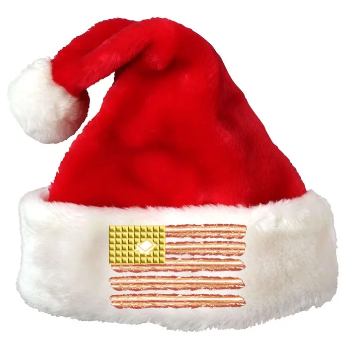 Waffle Bacon USA Flag Premium Christmas Santa Hat