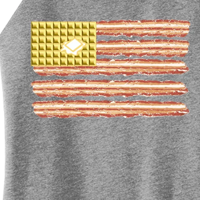 Waffle Bacon USA Flag Women’s Perfect Tri Rocker Tank