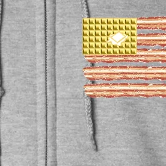 Waffle Bacon USA Flag Full Zip Hoodie