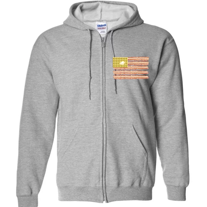 Waffle Bacon USA Flag Full Zip Hoodie