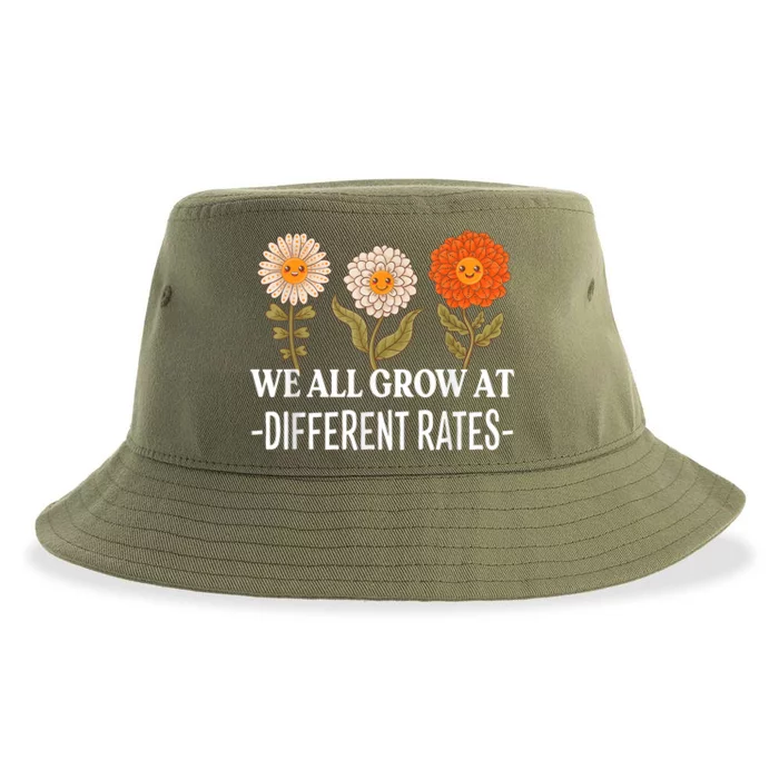 We All Grow At Different Rates Back To School Teacher Sustainable Bucket Hat