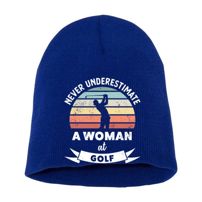 Wo At Golf Funny Golfing Gift Mom Gift Short Acrylic Beanie