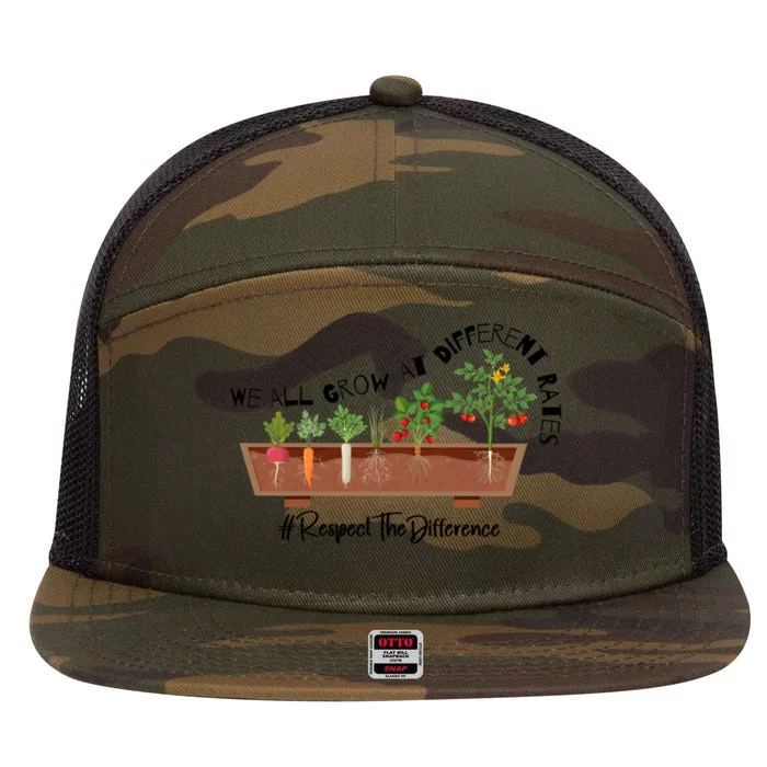 We All Grow At Different Rates 7 Panel Mesh Trucker Snapback Hat