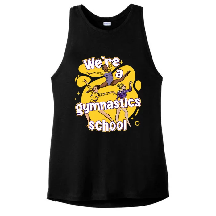 WeRe A Gymnastics School Funny Purple And Gold Gymnasts Ladies Tri-Blend Wicking Tank