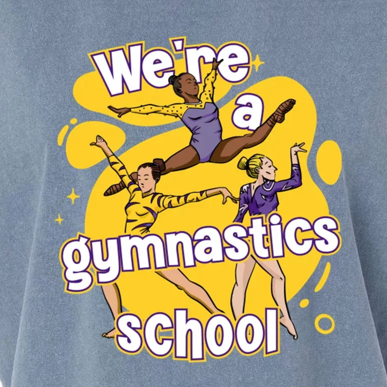 WeRe A Gymnastics School Funny Purple And Gold Gymnasts Garment-Dyed Women's Muscle Tee